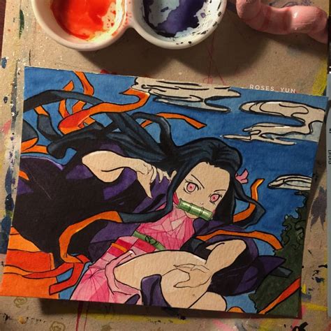 Nezuko Demon Slayer Watercolor | Watercolor, Anime drawings, Anime