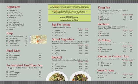 Menu at King's Chef Chinese Food restaurant, Mesa