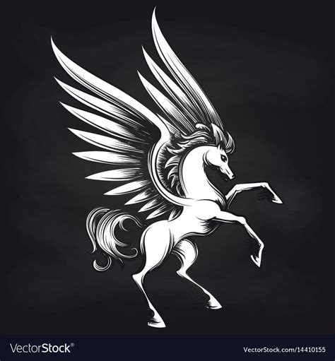 Black and white Pegasus on chalkboard design. Pegasus sketch background ...