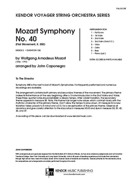 Mozart Symphony No. 40 – Full Score – Kendor Music Publishing