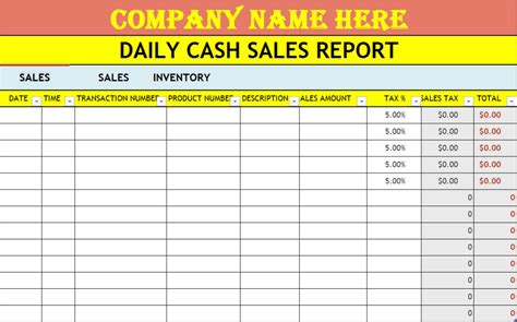 Daily Cash Sales Report Template – Free Report Templates | Sales ...