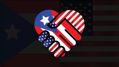 United States of America and Puerto Rico flags in relations handshake ...