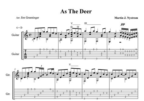 As The Deer, sheet music TABs - Guitarist Jim Greeninger