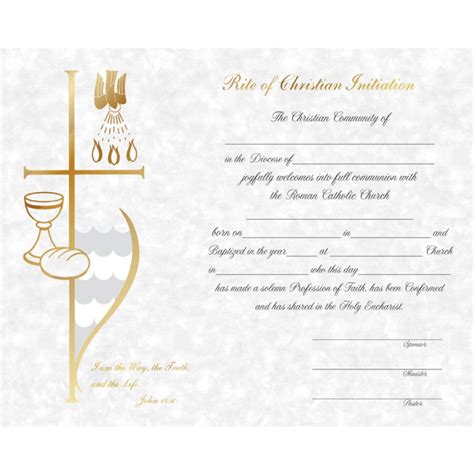 RCIA Certificate Parchment - Universal Church Supplies