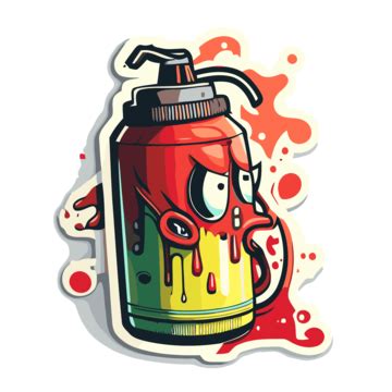 Sticker With The Character Of A Spray Can With Drips In It Vector Clipart, Spray Paint Can ...