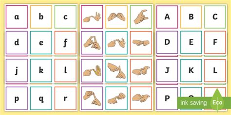 British Sign Language Alphabet - BSL Matching Cards for Kids