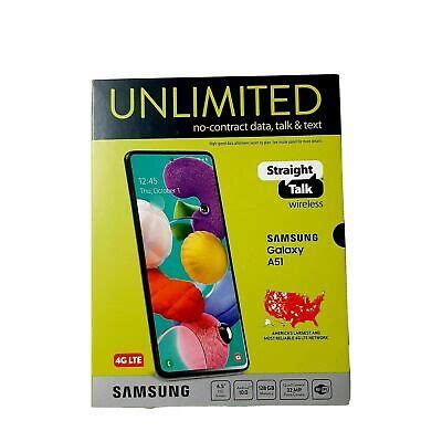 Straight Talk SAMSUNG Galaxy A51 128GB 48MP Cam 6.5” Screen Black ...