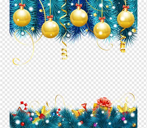 Gold and blue Christmas-themed borders illustration, New Years Day Christmas Wish Greeting ...