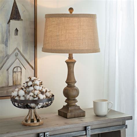 Kirkland's Woodgrain Table Lamp: 26" tall. Shade is 9" tall x 14 ...