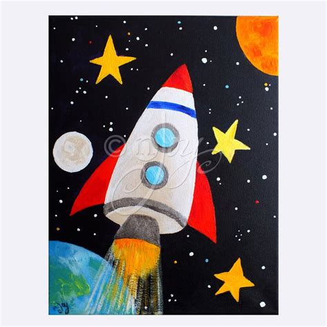 Space Art for Kids ROCKET BLAST OFF No.2 11x14 Childrens