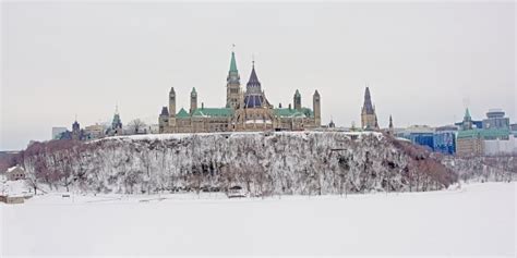 Parliament Hill in Ottawa, Seen from Across Ottawa River on a Cold ...