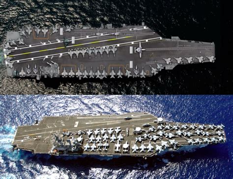 War News Updates: A Birds-Eye View Comparing A Nimitz-Class Aircraft Carrier To A Ford-Class Carrier