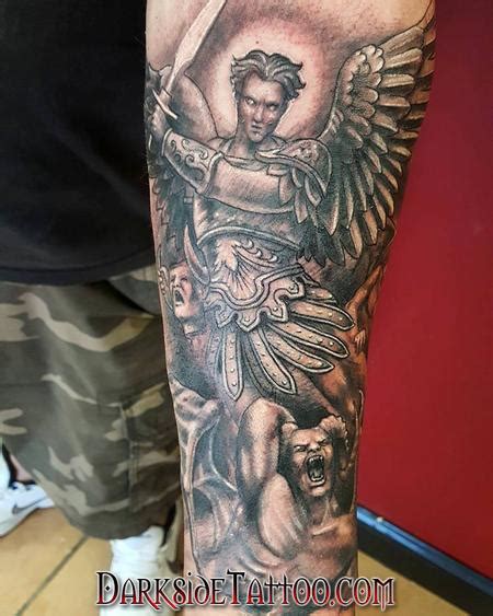 Darkside Tattoo : Tattoos : Dave Racci : Black and Gray St. Michael Tattoo