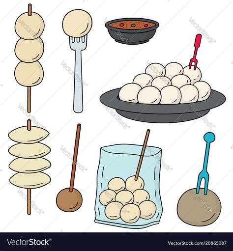 Set meatball Royalty Free Vector Image - VectorStock