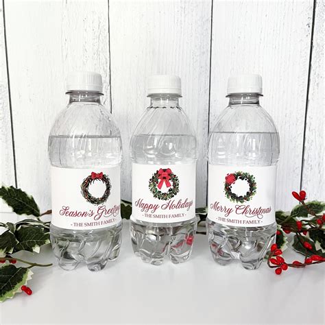 PRINTED Christmas Water Bottle Labels Waterproof Christmas Party ...