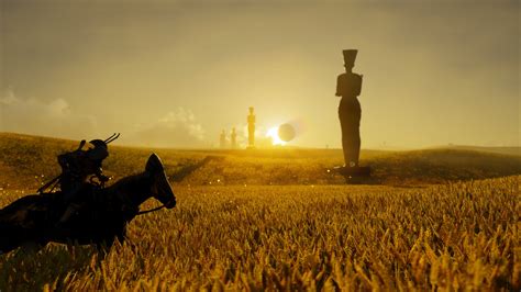 Wallpaper : Assassin's Creed, horse, solar eclipse, sun rays, Pharaoh, statue, landscape ...