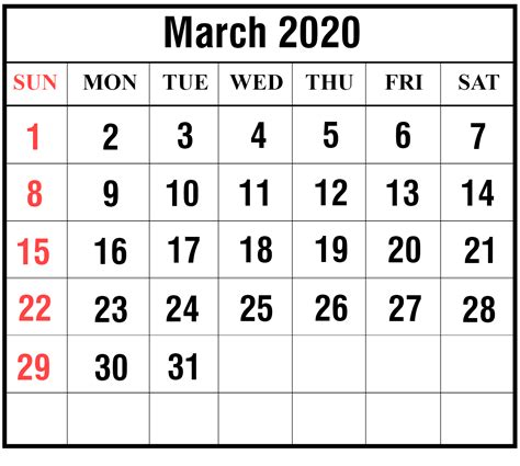 March 2020 Calendar Excel Sheet | Free Printable Calendar