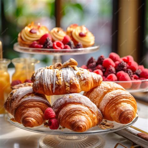 Premium AI Image | Assortment of French Pastries and Glossy Croissant