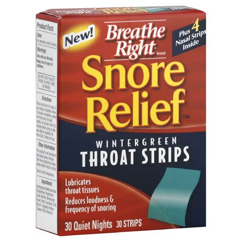 Breathe Right Snore Relief Throat Strips, Wintergreen, 30 strips ...