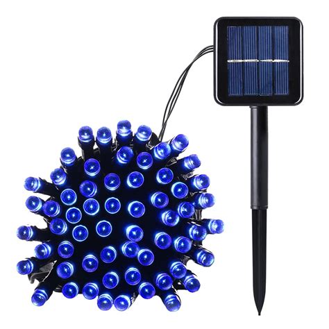 Blue Color Solar Powered Christmas String Lights 100 LED 39ft 8 Modes ...