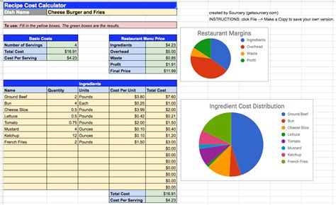 recipe cost calculator spreadsheet | Food cost, Recipe calculator, Menu ...