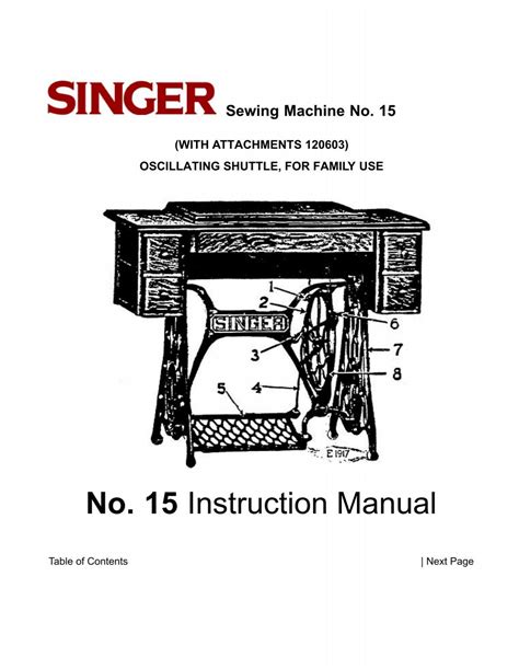 Singer Treadle Sewing Machine - English - User Manual