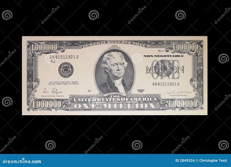 1 Million Dollar Bank Note stock photo. Image of money - 2849324