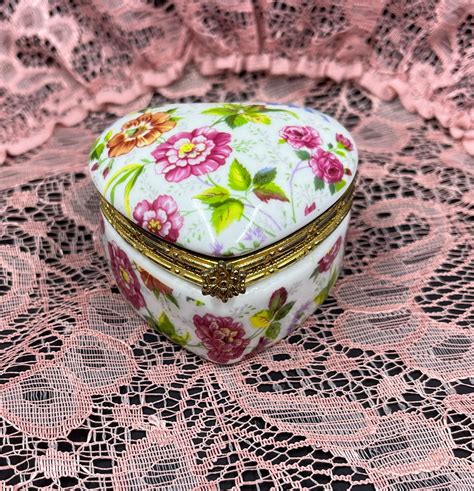 Vintage Hinged Porcelain Trinket Box | Etsy