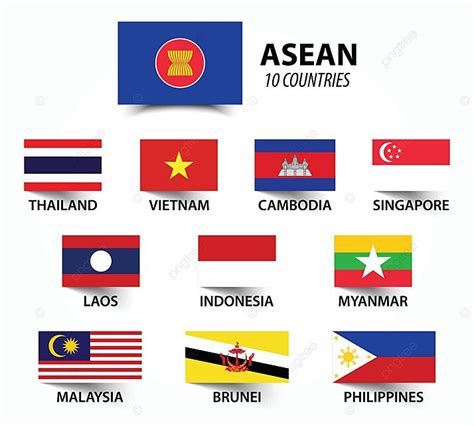 Asean Flag And Membership In The Association Of Southeast Asian Nations ...