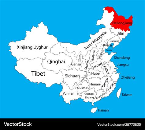 Heilongjiang province map china map Royalty Free Vector