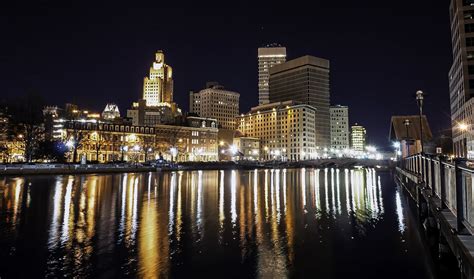 Skyline of Providence, Rhode Island at nighttime over the water image - Free stock photo ...