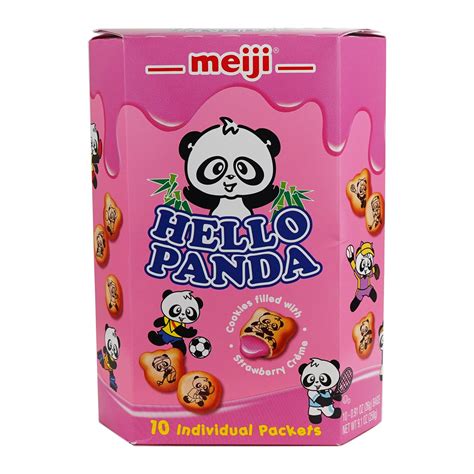 Meiji Hello Panda Strawberry Cream Filled Biscuits (Large Box) 9.1 oz ...