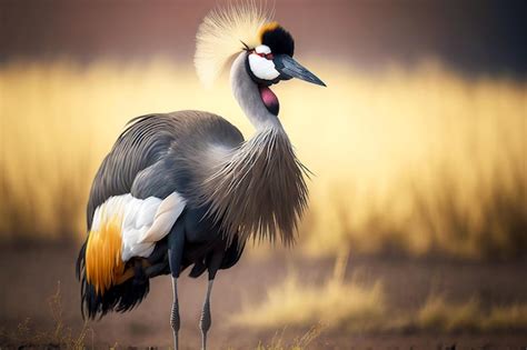 Premium Photo | Beautifully painted crane bird with tuft stands on ...