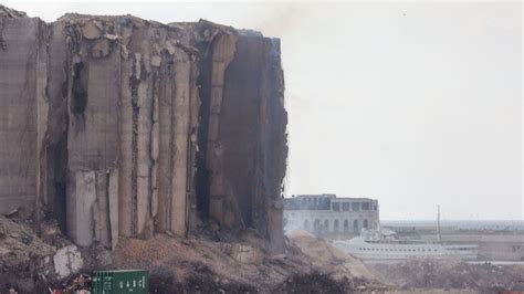 Beirut's blast-damaged grain silos partially collapse