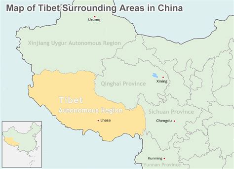 Where is Tibet Located on Map of China, Asia and World