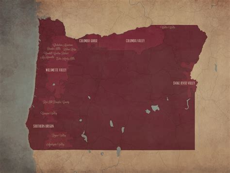 Oregon Wine Region Map - City Prints