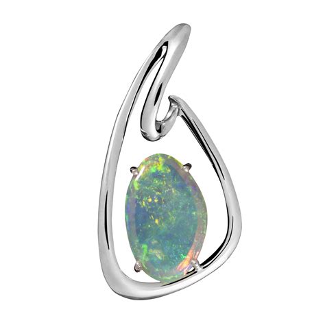 White Opal Pendant in Sterling Silver (GT008) - Opal Copying Company ...