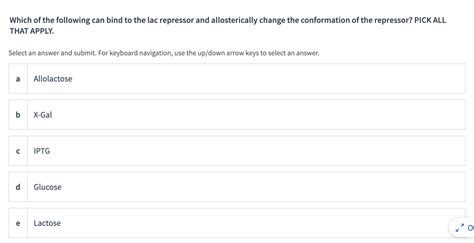 Solved Which of the following can bind to the lac repressor | Chegg.com