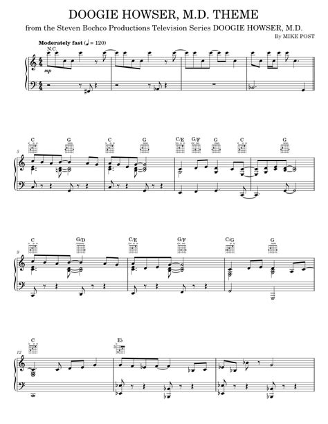 Doogie Howser, M.D. Theme Sheet music for Piano by Mike Post, TV Theme Song Official | MuseScore.com