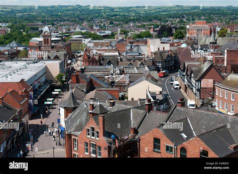 An aerial view of Chesterfield town centre, Derbyshire England UK Stock Photo - Alamy