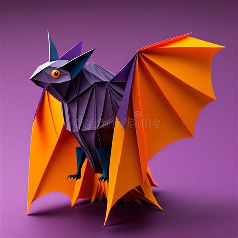 The Japanese Art of Paper Folding, a Bat Origami Created by Generative Ai Stock Illustration ...