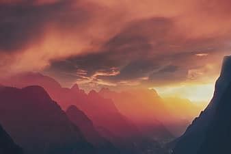 sunset, people, man, woman, sun, mountain, nature, landscape, clouds, sky, summit | Pikist