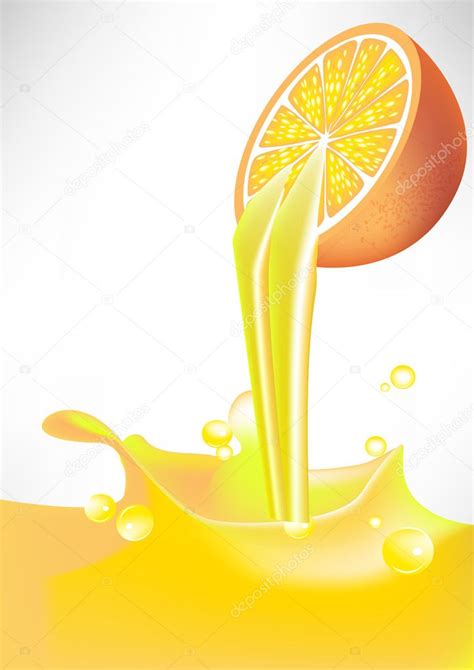 Fresh orange juice splash pouring from fruit — Stock Vector © corneliap ...