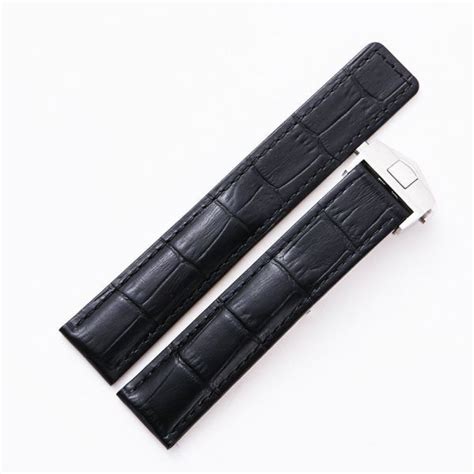 22mm Black Leather Watch Band Strap Replacement For Tag Heuer Carrera ...