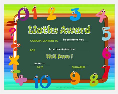 Math Award Certificate Templates for Word | Download FREE