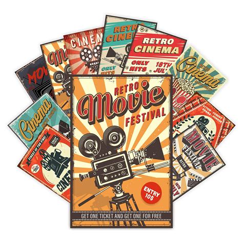 Buy HK Studio Vintage Movie s Decal for Theater Room, Dorm - Horror Movie s for Room Aesthetic ...