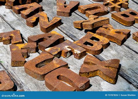 Large metal letters stock photo. Image of creative, rusted - 73787826