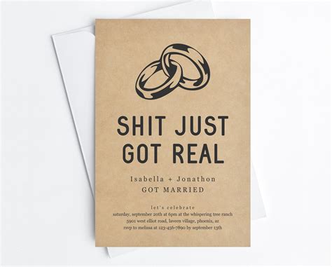 Shit Just Got Real Funny Reception Only Invitation Template, Printable ...