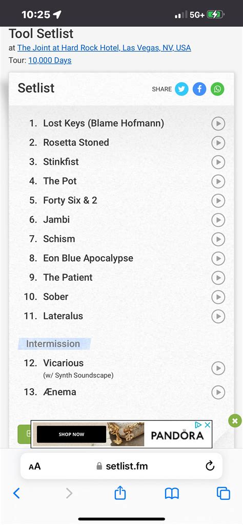 My first Tool concert setlist 2006 : r/ToolBand