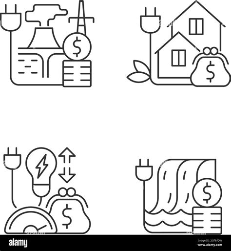 Electrical power cost linear icons set Stock Vector Image & Art - Alamy